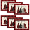 thumbnail image 1 of mubwai Red and Black Buffalo Plaid Christmas Trees Placemats Set of 6, 12x18 Inch Winter Table Mats for Outdoor Home Party Kitchen Dining Decor, 1 of 6