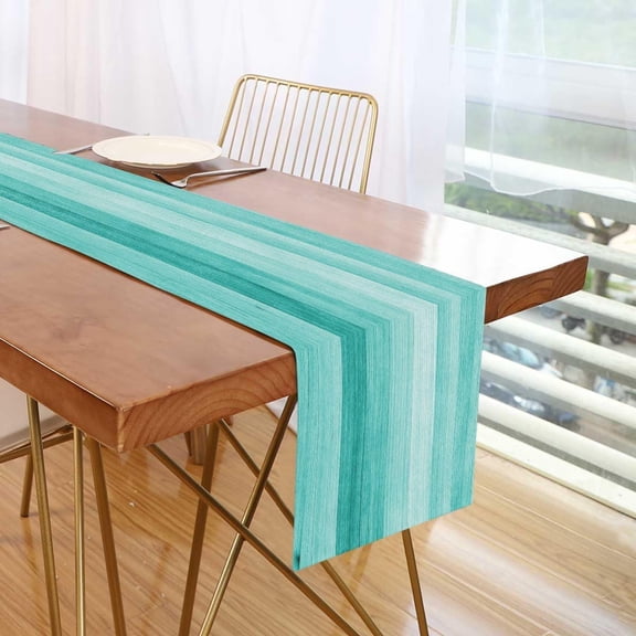 mubwai Teal Turquoise Green Wood Table Runner, Table Runners Polyester Cotton for Party Event Festival Decoration