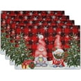 thumbnail image 1 of mubwai Winter Gnomes Placemats Set of 4, Christmas Snowflakes Xmas Trees Linen Table Mats, Red Black Buffalo Plaids Non-Slip Place Mats for Kitchen Dining Holiday Decor, 12x18 Inch, 1 of 8