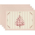 thumbnail image 1 of mubwai Xmas Pine Pink Winter Placemats Set of 4, 12x18 Inch Seasonal Christmas Table Mats for Party Kitchen Dining Decoration, 1 of 6