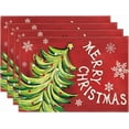 thumbnail image 1 of mubwai Xmas Pine Red Mreey Christmas Placemats Set of 4, 12x18 Inch Winter Table Mats for Table Runner Party Kitchen Dining Decoration, 1 of 6