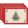 thumbnail image 1 of mubwai Xmas Pine Red Winter Placemats Set of 4, 12x18 Inch Christmas Table Mats for Table Runner Party Kitchen Dining Decoration, 1 of 6