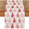 thumbnail image 1 of mubwai Xmas Trees Snowflake Christmas Table Runner, Seasonal Winter Pink Kitchen Dining Table Decoration for Home Party Decor 13x72 Inch, 1 of 7
