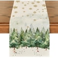 thumbnail image 1 of mubwai Xmas Trees Snowflakes Gifts Christmas Table Runner, Seasonal Kitchen Dining Table Decoration for Outdoor Home Party 13x72 Inch, 1 of 6