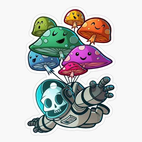 muchroom paratrooper kawaii skull Sticker