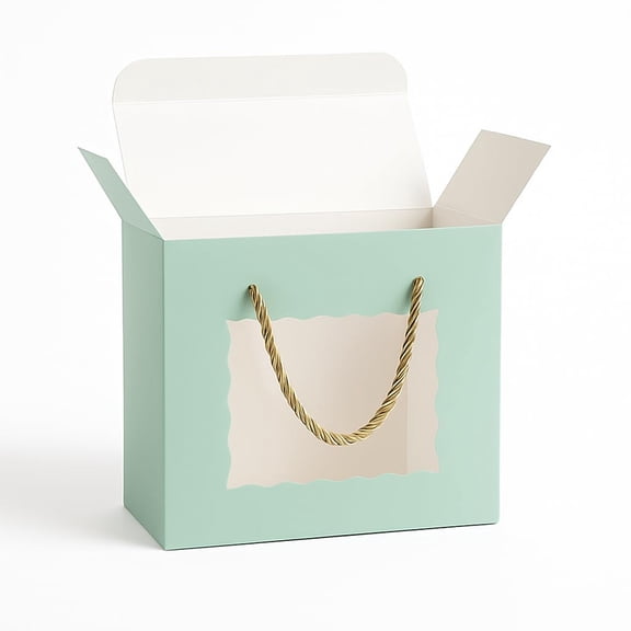 mudrit Hamper Gift Boxes 8x8x4 inches pack of 10, Gift Bag with Handles, Premium Packaging for Party Favors, Weddings, Birthday, Festive Gifting (Green)