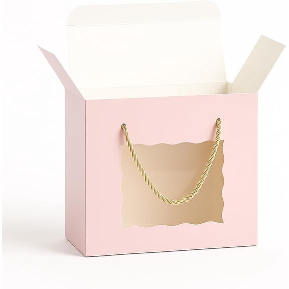 mudrit Hamper Gift Boxes, Paper Gift Box with Twine Handle, Premium Packaging for Party Favors, Weddings, Birthday, Festive Gifting (Pink, Pack of 20)