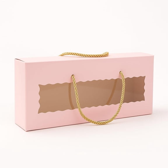 mudrit Hamper Gift Boxes with Twine Handle, Premium Packaging for Diwali, Party Favors, Weddings, Birthday, Festive Gifting, Size - 13.5 x 6 x 3.25 inches (Pink, Pack of 10)