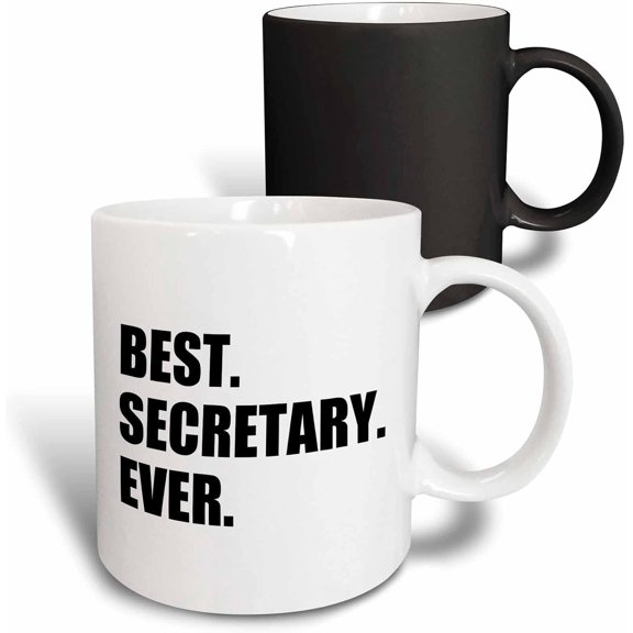 mug_185020_3 Best Secretary Ever, Fun Gift for Talented Secretaries, Black Text Magic Transforming Mug, 11-Ounce
