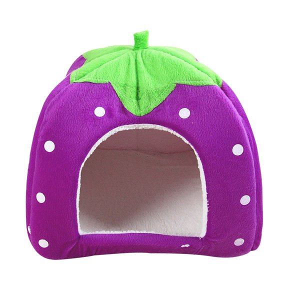 multicolor Foldable Strawberry Tent Pet Bed For Small Cats Dogs Warm Yurt Cave House With Cushion For Winter
