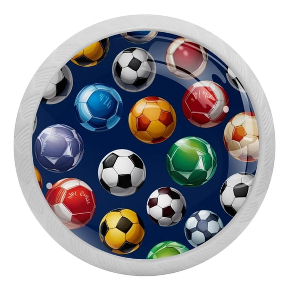 multicolor Soccer Balls Crystal Glass Drawer Knob Pull Ergonomic 30mm Circle Glowing Furniture Cabinet Handle for Kitchen Dresser Cupboard Wardrobe