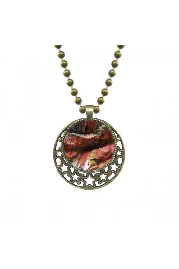 multicolor st texture art illustration pattern pendant star necklmoon chain jewelry