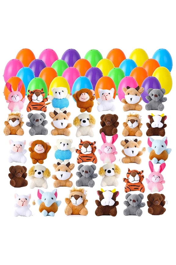multicoloured 28Pcs Cute Animal Keychain Plush Toy Egg Shell Bunny Chick Doll Bag Pendant Party Favor Kids