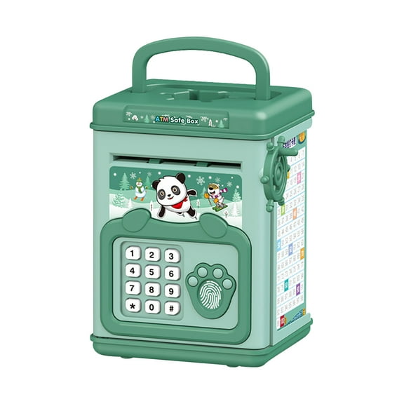multicoloured Smart Fingerprint Password Bank Hand Crank Money Saving Box For Kids Valuables Change Storage Toy Safe