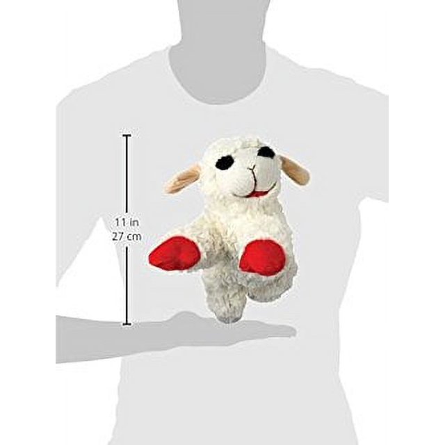 multipet plush dog toy, lambchop, 10", white/tan