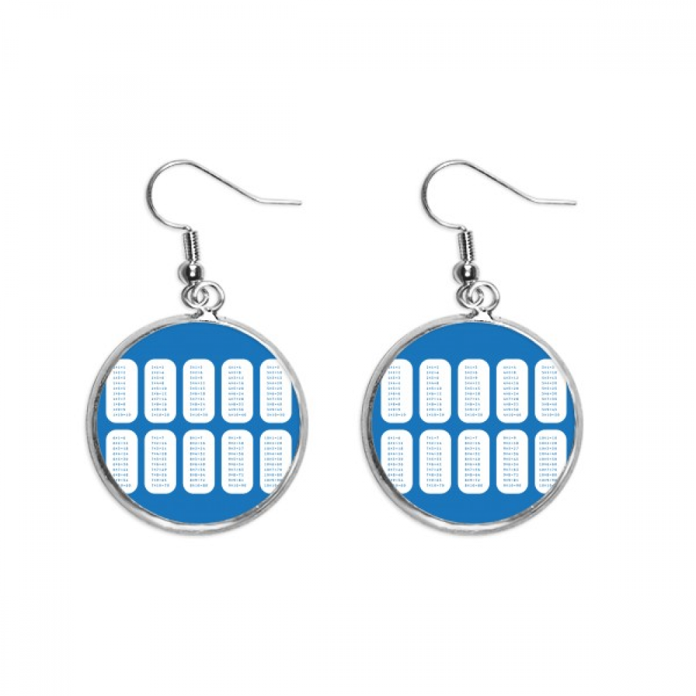 multiplication table number study math ear dangle silver drop ear ...