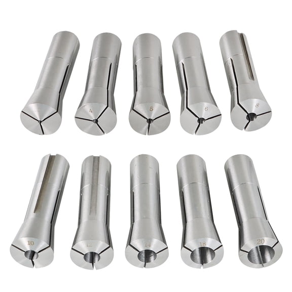munirater 10 Pieces R8 Round Collet 3, 4, 5, 6, 8, 10, 12, 14, 18 and 20mm Set