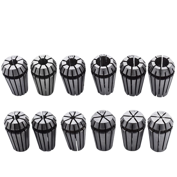 munirater 12Pcs ER16 1/32"-3/8" Spring Collet Set For CNC Milling Lathe Tool
