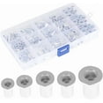thumbnail image 1 of munirater 150Pcs Rivet Nuts SAE Rivet Nut Assortment Kit Aluminum Flat Head Threaded Insert Nutserts Assort, 1 of 6