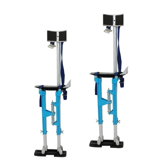 munirater 18-30 Inch Drywall Stilts Blue Adjustable Aluminum Stilt Tool Fit for Painting or Cleaning