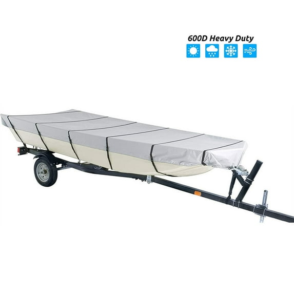 munirater 18FT 600D Heavy Duty Marine Grade Waterproof Trailerable Boat Cover Replacement for Jon Boat