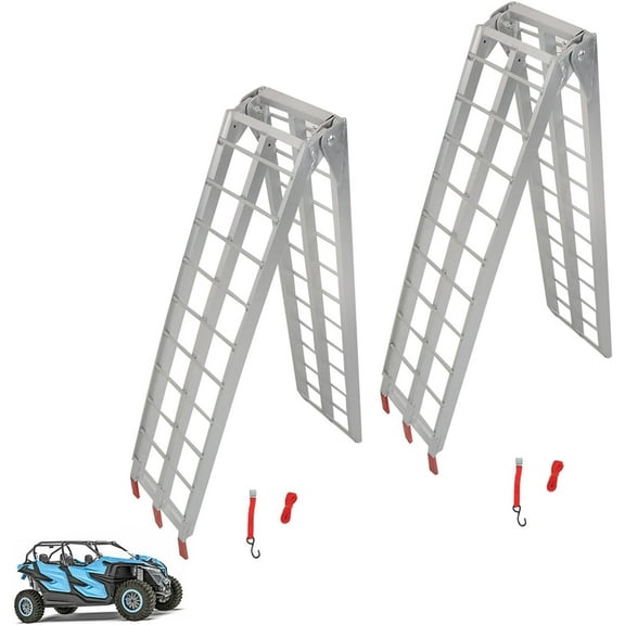 munirater 2 PCS 7.5FT 1500lbs Capacity Aluminum Folding Loading Ramp Kit with Handle Replacement for Pickup Truck, Motorcycles, Dirt Bikes, Lawnmowers, Snowblower