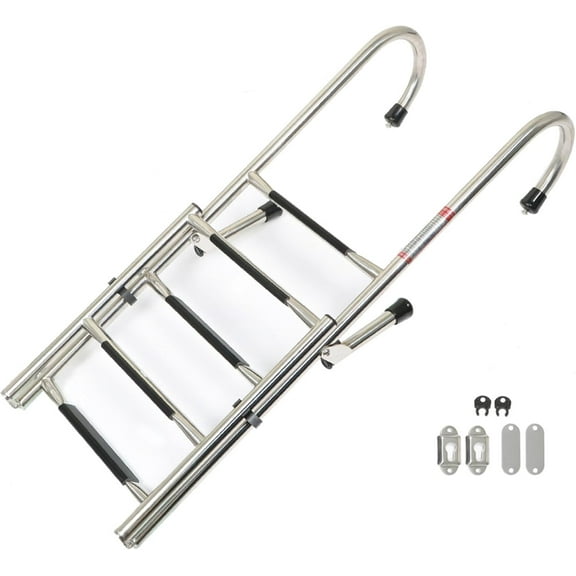 munirater 2 Step+3 Step Stainless Steel Folding Telescoping Ladder Replacement for Pontoons RVs Ships