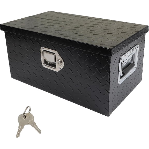 munirater 20 Inch Black Aluminum Diamond Plate Tool Box Organizer With Lock Key