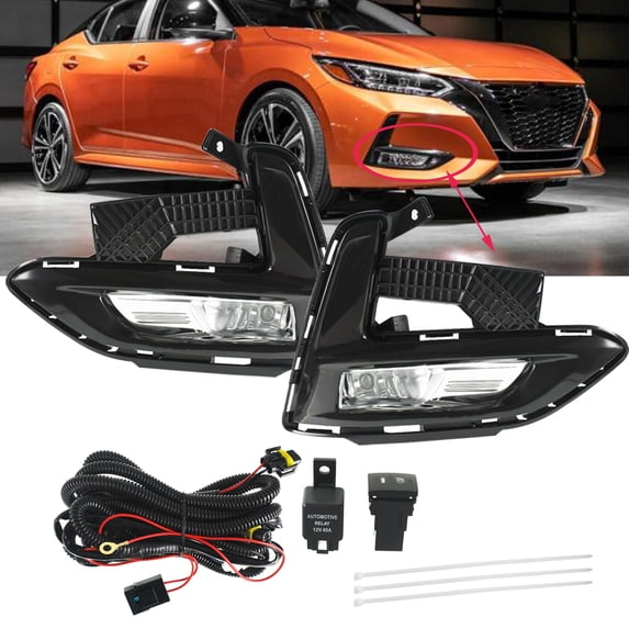 munirater 2Pcs Fog Light Assembly with Bulbs Harness Switch Kit Replacement for 2020-2021 Sentra Passenger and Driver Side
