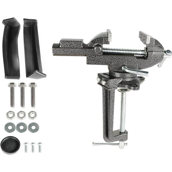 munirater 3.3 Inch Multi-Functional Combined Vise Dual-Purpose Bench or Table Vise Multifunctional Jaw Universal Rotate 360 Degree Work Clamp Cast Iron Portable Home Clamp On Vise