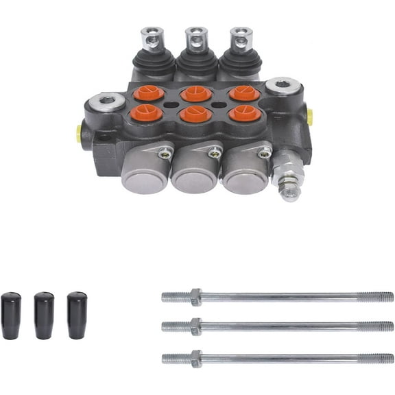 munirater 3 Spool Hydraulic Control Valve Double Acting Control Monoblock Valve for Tractor Loader, 13GPM 3600 PSI SAE Ports
