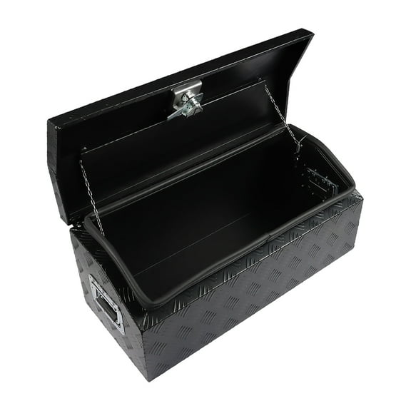 munirater 30 Inch Trailer Tongue Tool Box Aluminum Heavy Duty Truck Pickup Underbody Underbed Storage Organizer 5 Bar Tread Tool Box Weather Resistant Seal w/Lock & Keys Black