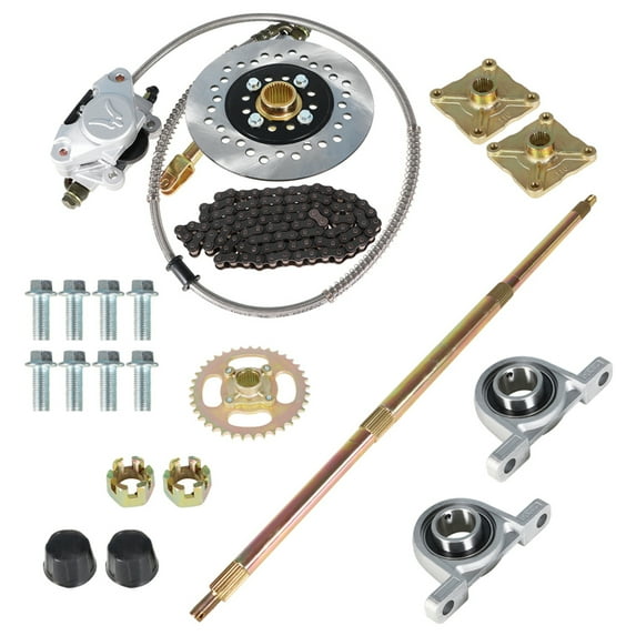 munirater 32 Rear Axle Assembly Kit Shaft + Hub+ Chain+ Brake Master Cylinder Replacement for Go Kart ATV