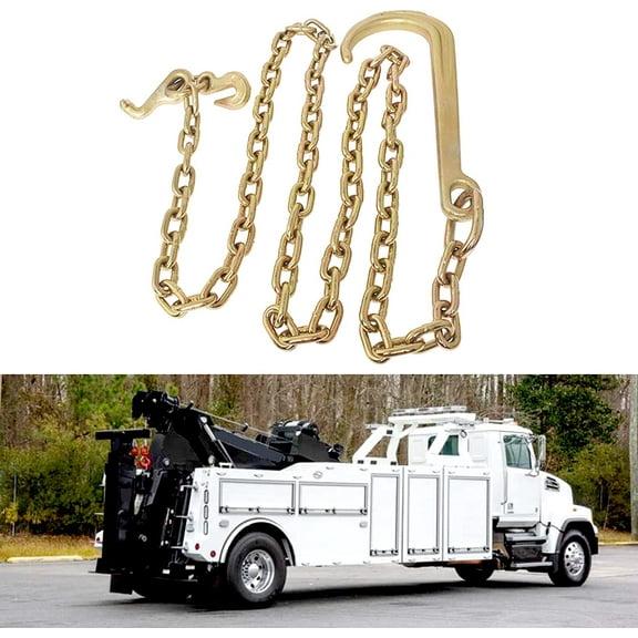 munirater 5/16 x 8 FT Grade 70 Tow Chain 15 J Hook Mini T Hook Replacement for Recovery Wrecker Axle
