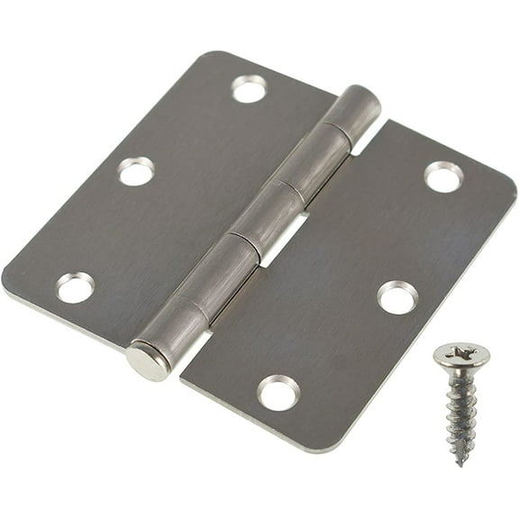 munirater 50 Pieces Brushed Satin Nickel Door Hinge, 3.5 x 3.5inch 1/4 Radius Corners 2.2mm Door Hinges