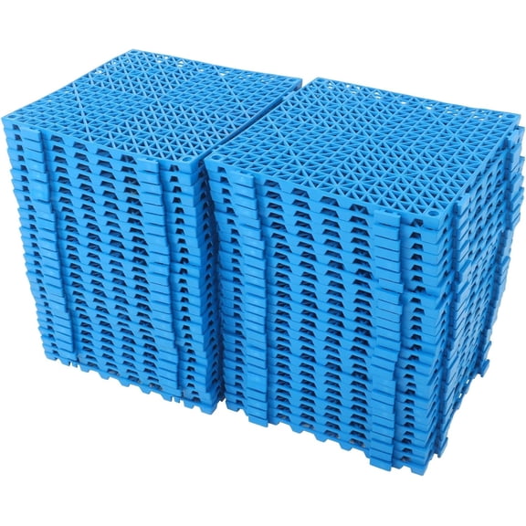 munirater 50PCS Ribbed Interlocking Garage Floor Tiles, 12'' x 12'' Modular Interlocking Cushion Soft PVC Floor Non-Slip Splicing Mat, for Pool Shower Deck Patio Garage, Blue