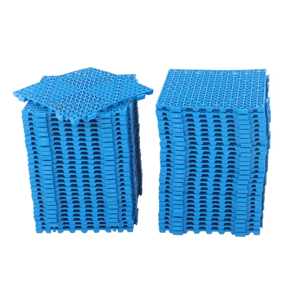 munirater 55PCS Ribbed Interlocking Garage Floor Tiles, 12'' x 12'' Modular Interlocking Cushion Soft PVC Floor Non-Slip Splicing Mat, for Pool Shower Deck Patio Garage, Blue