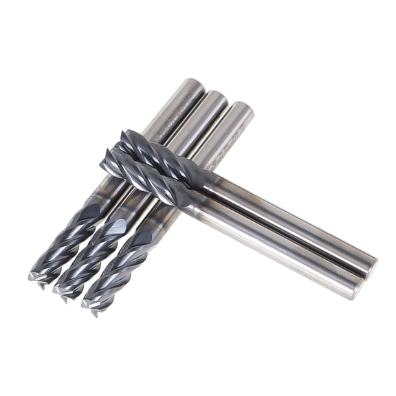 munirater 5Pcs 4 Flute 3/16 Inch x 5/8 Inch Carbide End Mill 2 Inch Overall Long CNC Square Nose End Mill Bits Straight Shank Drill Bits