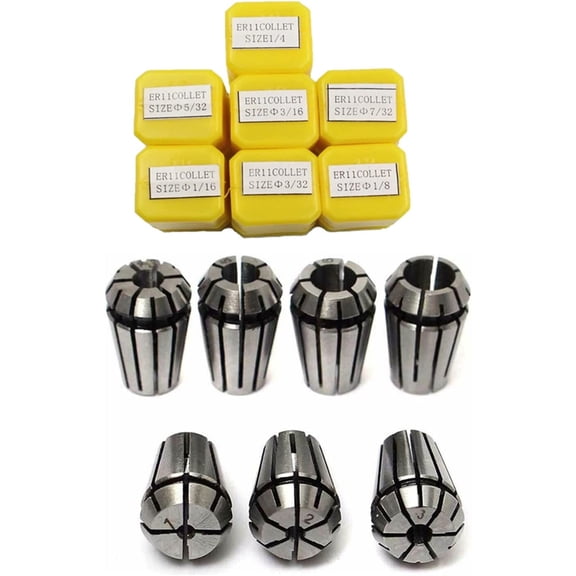 munirater 7-Pack ER11 Spring Collet Set 1/16in to 1/4in for CNC Workholding Engraving & Milling Lathe Tool