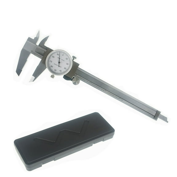 munirater Dial Caliper - 0.0005" Resolution 0.001" Accuracy Shockproof Internal External Depth Steps SAE Measurement 0 - 6" Stainless Steel Dial Caliper with Plastic Case