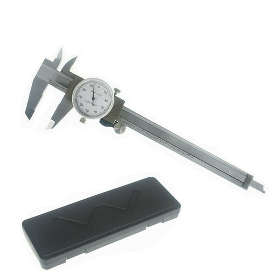 munirater Dial Caliper - 0.0005" Resolution 0.001" Accuracy Shockproof Internal External Depth Steps SAE Measurement 0 - 6" Stainless Steel Dial Caliper with Plastic Case