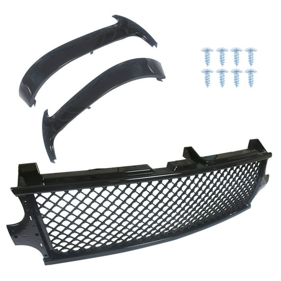 munirater Front Bumper Glossy Black Grill For 1999-2001 02 /00-06 Silverado Tahoe Suburban