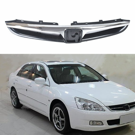 munirater Front Bumper Grille w/Chrome Molding Fit for 2006-2007 Honda Accord 4dr Sedan HO1200179 HO1210118