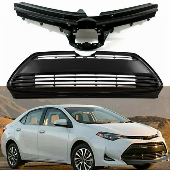 munirater Front Bumper Upper & Lower Grille Grill Replacement for 2017 2018 2019 Toyota Corolla LE XLE, 5311202730, 5311102B00