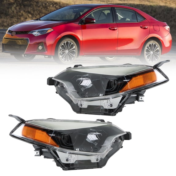 munirater Headlight Assembly Replacement for 2014 2015 2016 Toyota Corolla Halogen Headlamps Front light Pair Driver and Passenger Side (Left and Right)