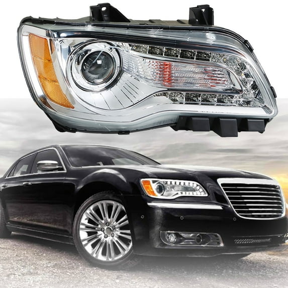 munirater Headlight Assembly Right Side Replacement for 2011-2014 300 Models Halogen Type Projector Passenger Side