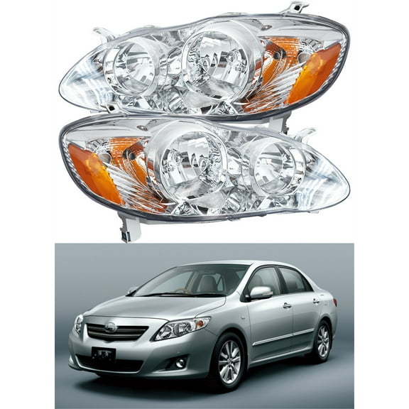 munirater Headlights Headlamp Left+Right For 2003-2008 Toyota Corolla CE/LE/S 4-Door Sedan