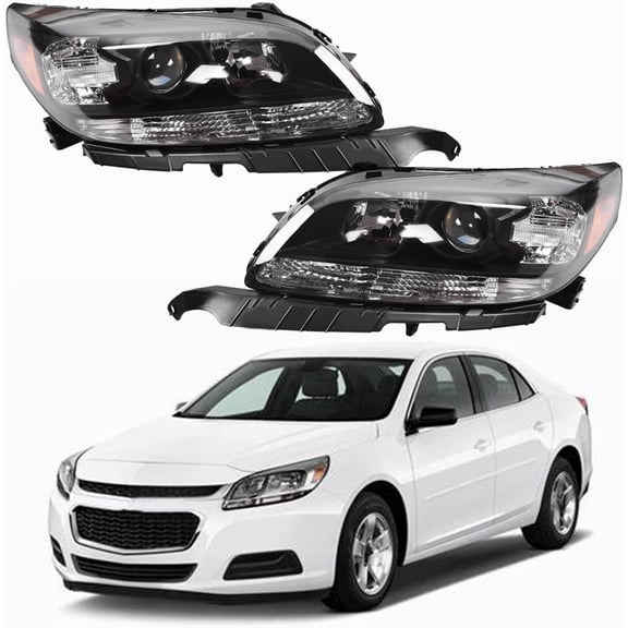 munirater Headlights Set Replacement for Chevy Malibu 2013 2014 2015 halogen Projector Headlamps Assembly Pair Left+Right Side (Passenger & Driver Side)
