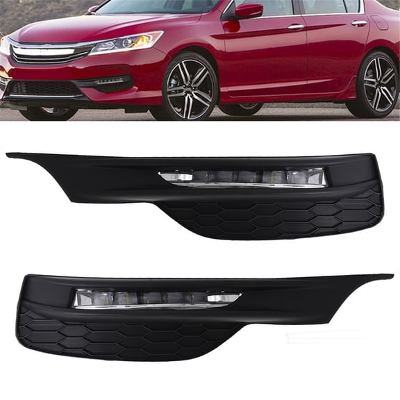 munirater LED Fog Lights Kit with Bezel Switch Wires Replacement for 2016-2017 Honda Accord Sedan 4Dr