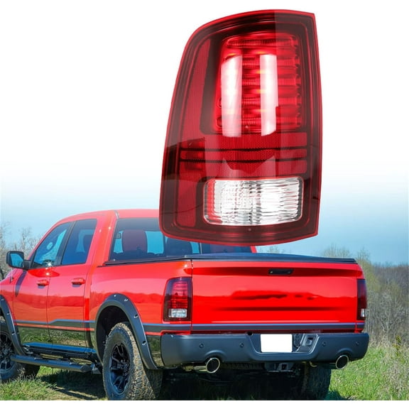 munirater Left Side Tail Light Replacement for 2013-2018 1500 2500 3500 Red Lens Black Interior Rear Tail Light Brake Lamp Assembly Driver Side 68093081AC CH2800202